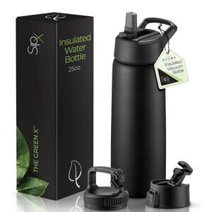 🔥SipX Triple-Insulated Stainless Steel Water Bottle 25oz. 3 Lids BPA-Free NWT🔥